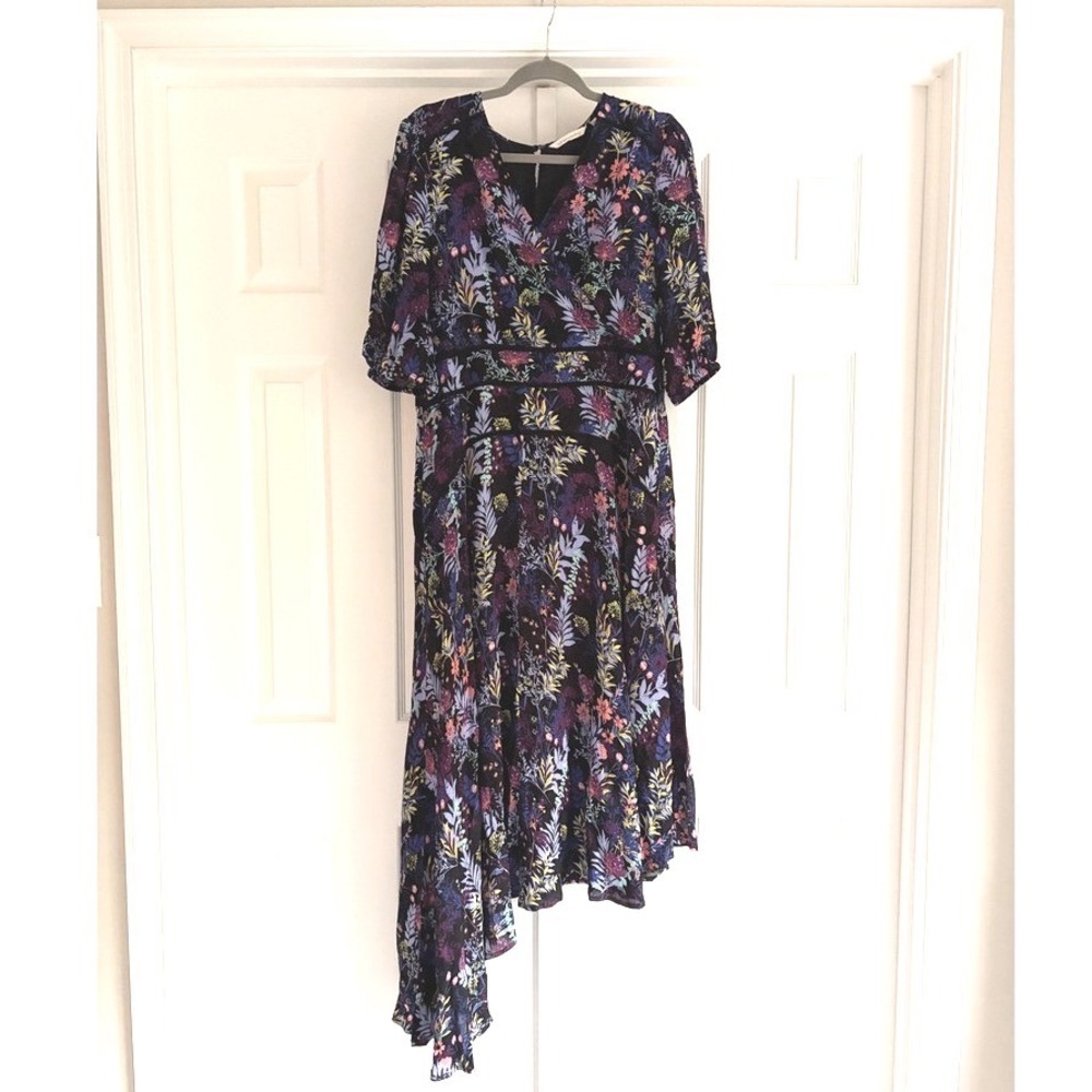 Soft Surroundings Floral Florencia Midi Dress 12 NWOT Asymmetrical Whimsigoth